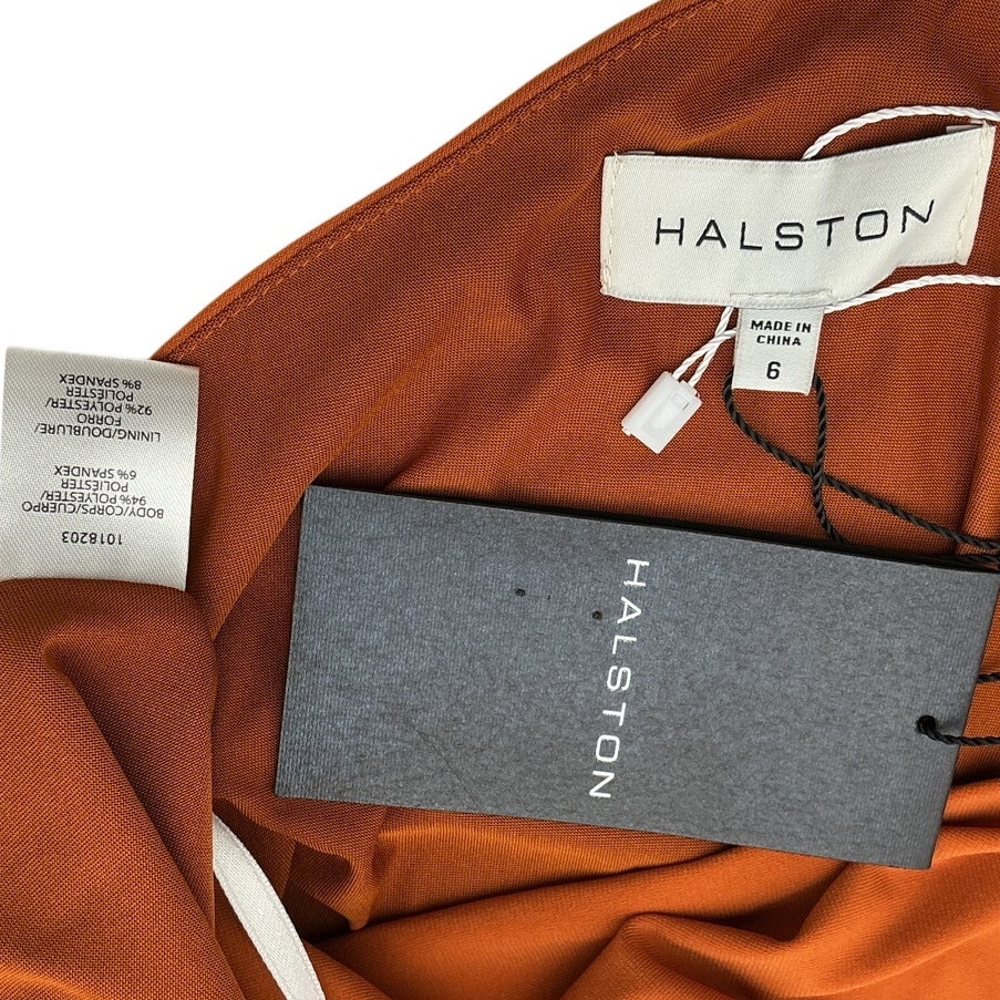 Halston Asymmetrical Orange Audrie Gown Size 6 — image 4 of 4